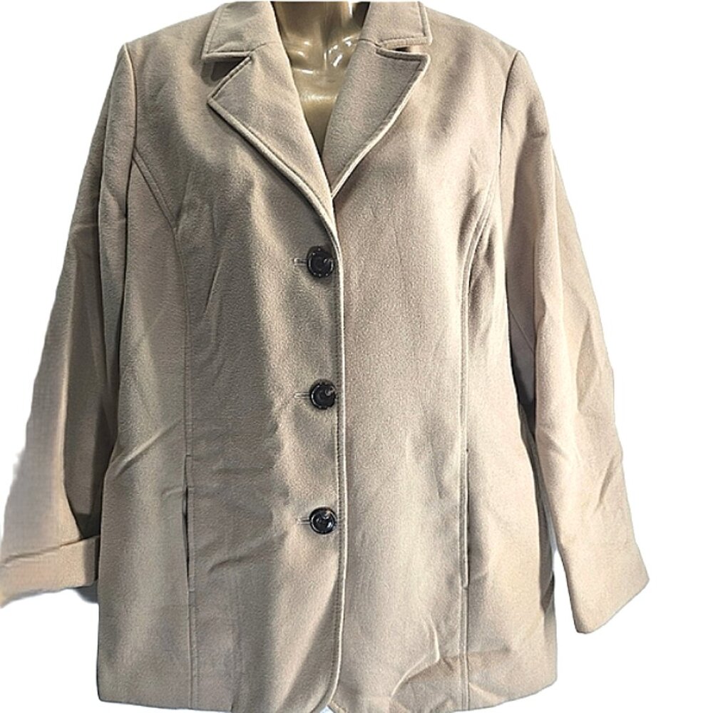 Chicos Tan Solid Basic Classic Jacket Size 2 - image 1